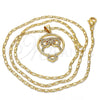 Collares con Dije 04.156.0108.1.20 Oro Laminado, Diseño de Búho, con Zirconia Cubica Granate y Blanca, Pulido, Tono Dorado (Grosor 02 MM, 20 Pulgadas de Largo)