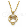 Collares con Dije 04.156.0108.1.20 Oro Laminado, Diseño de Búho, con Zirconia Cubica Granate y Blanca, Pulido, Tono Dorado (Grosor 02 MM, 20 Pulgadas de Largo)