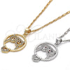 Collares con Dije 04.156.0108.1.20 Oro Laminado, Diseño de Búho, con Zirconia Cubica Granate y Blanca, Pulido, Tono Dorado (Grosor 02 MM, 20 Pulgadas de Largo)