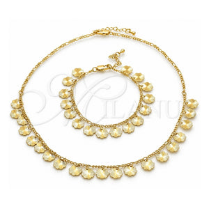 Collar y Pulsera 06.105.0001 Oro Laminado, Diseño de Flor, Pulido, Tono Dorado