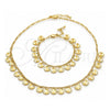 Collar y Pulsera 06.105.0001 Oro Laminado, Diseño de Flor, Pulido, Tono Dorado