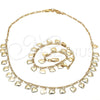 Collar y Pulsera 06.105.0002 Oro Laminado, Diseño de Corazón, Pulido, Tono Dorado
