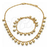 Collar y Pulsera 06.105.0005 Oro Laminado, Diseño de Corazón, Pulido, Tono Dorado