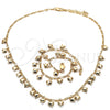 Collar y Pulsera 06.105.0004 Oro Laminado, Diseño de Corazón, Pulido, Tono Dorado