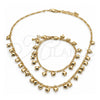 Collar y Pulsera 06.105.0004 Oro Laminado, Diseño de Corazón, Pulido, Tono Dorado