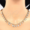 Collar y Pulsera 06.105.0006 Oro Laminado, Diseño de Corazón, Pulido, Tono Dorado
