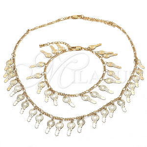 Collar y Pulsera 06.105.0007 Oro Laminado, Diseño de Llave, Pulido, Tono Dorado