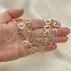 Collar y Pulsera 06.105.0008 Oro Laminado, Diseño de Corazón, Pulido, Tono Dorado