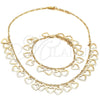 Collar y Pulsera 06.105.0008 Oro Laminado, Diseño de Corazón, Pulido, Tono Dorado