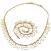 Collar y Pulsera 06.105.0009 Oro Laminado, Diseño de Flor, Pulido, Tono Dorado