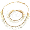 Collar y Pulsera 06.105.0009 Oro Laminado, Diseño de Flor, Pulido, Tono Dorado