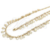 Collar y Pulsera 06.105.0010 Oro Laminado, Diseño de Flor, Pulido, Tono Dorado