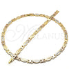 Collar y Pulsera 06.102.0003 Oro Laminado, Diamantado, Tres Tonos