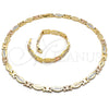 Collar y Pulsera 06.102.0003 Oro Laminado, Diamantado, Tres Tonos