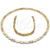 Collar y Pulsera 06.102.0003 Oro Laminado, Diamantado, Tres Tonos