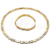 Collar y Pulsera 06.102.0003 Oro Laminado, Diamantado, Tres Tonos
