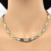 Collar y Pulsera 06.102.0004 Oro Laminado, Diamantado, Tres Tonos