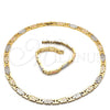 Collar y Pulsera 06.102.0004 Oro Laminado, Diamantado, Tres Tonos