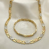 Collar y Pulsera 06.102.0004 Oro Laminado, Diamantado, Tres Tonos