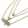 Collares con Dije 04.213.0123.16 Oro Laminado, Diseño de Elefante, con Blanca Zirconia Cubica and Blanca Micro Pave, Pulido, Tono Dorado (02 MM Thickness, 16 Inches Length)