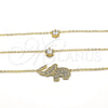 Collares con Dije 04.213.0123.16 Oro Laminado, Diseño de Elefante, con Blanca Zirconia Cubica and Blanca Micro Pave, Pulido, Tono Dorado (02 MM Thickness, 16 Inches Length)