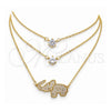 Collares con Dije 04.213.0123.16 Oro Laminado, Diseño de Elefante, con Zirconia Cubica Blanca y Micro Pave Blanca, Pulido, Tono Dorado (Grosor 02 MM, 16 Pulgadas de Largo)