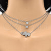 Collares con Dije 04.213.0123.1.16 Rodio Laminado, Diseño de Elefante, con Zirconia Cubica Blanca y Micro Pave Blanca, Pulido, Rodinado (Grosor 02 MM, 16 Pulgadas de Largo)