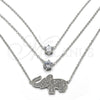 Collares con Dije 04.213.0123.1.16 Rodio Laminado, Diseño de Elefante, con Zirconia Cubica Blanca y Micro Pave Blanca, Pulido, Rodinado (Grosor 02 MM, 16 Pulgadas de Largo)