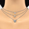 Collares con Dije 04.213.0124.1.16 Rodio Laminado, Diseño de Mariposa, con Zirconia Cubica Blanca y Micro Pave Blanca, Pulido, Rodinado (Grosor 02 MM, 16 Pulgadas de Largo)