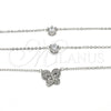 Collares con Dije 04.213.0124.1.16 Rodio Laminado, Diseño de Mariposa, con Zirconia Cubica Blanca y Micro Pave Blanca, Pulido, Rodinado (Grosor 02 MM, 16 Pulgadas de Largo)
