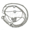 Collares con Dije 04.213.0124.1.16 Rodio Laminado, Diseño de Mariposa, con Zirconia Cubica Blanca y Micro Pave Blanca, Pulido, Rodinado (Grosor 02 MM, 16 Pulgadas de Largo)