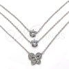 Collares con Dije 04.213.0124.1.16 Rodio Laminado, Diseño de Mariposa, con Zirconia Cubica Blanca y Micro Pave Blanca, Pulido, Rodinado (Grosor 02 MM, 16 Pulgadas de Largo)