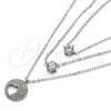 Collares con Dije 04.213.0128.1.16 Rodio Laminado, Diseño de Corazón, con Zirconia Cubica Blanca, Pulido, Rodinado (Grosor 02 MM, 16 Pulgadas de Largo)