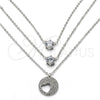 Collares con Dije 04.213.0128.1.16 Rodio Laminado, Diseño de Corazón, con Zirconia Cubica Blanca, Pulido, Rodinado (Grosor 02 MM, 16 Pulgadas de Largo)