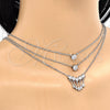 Collares con Dije 04.213.0130.1.16 Rodio Laminado, Diseño de Gota, con Zirconia Cubica Blanca, Pulido, Rodinado (Grosor 02 MM, 16 Pulgadas de Largo)