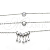 Collares con Dije 04.213.0130.1.16 Rodio Laminado, Diseño de Gota, con Zirconia Cubica Blanca, Pulido, Rodinado (Grosor 02 MM, 16 Pulgadas de Largo)