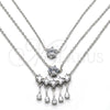 Collares con Dije 04.213.0130.1.16 Rodio Laminado, Diseño de Gota, con Zirconia Cubica Blanca, Pulido, Rodinado (Grosor 02 MM, 16 Pulgadas de Largo)