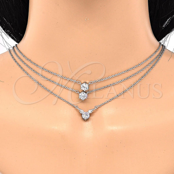 Collares con Dije 04.213.0131.1.16 Rodio Laminado, con Zirconia Cubica Blanca, Pulido, Rodinado (Grosor 02 MM, 16 Pulgadas de Largo)