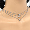 Collares con Dije 04.213.0131.1.16 Rodio Laminado, con Blanca Zirconia Cubica, Pulido, Rodinado (02 MM Thickness, 16 Inches Length)
