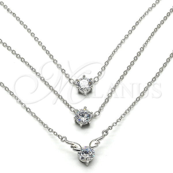 Collares con Dije 04.213.0131.1.16 Rodio Laminado, con Zirconia Cubica Blanca, Pulido, Rodinado (Grosor 02 MM, 16 Pulgadas de Largo)