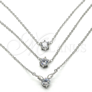 Collares con Dije 04.213.0131.1.16 Rodio Laminado, con Zirconia Cubica Blanca, Pulido, Rodinado (Grosor 02 MM, 16 Pulgadas de Largo)