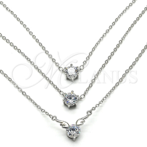 Collares con Dije 04.213.0131.1.16 Rodio Laminado, con Zirconia Cubica Blanca, Pulido, Rodinado (Grosor 02 MM, 16 Pulgadas de Largo)