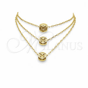 Collares con Dije 04.179.0005.16 Oro Laminado, Diseño de Búho, Pulido, Tono Dorado (02 MM Thickness, 16 Inches Length)