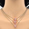 Collares con Dije 04.179.0009.16 Oro Laminado, con Rosado Cristal, Pulido, Tono Dorado (02 MM Thickness, 16 Inches Length)