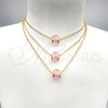 Collares con Dije 04.179.0009.16 Oro Laminado, con Rosado Cristal, Pulido, Tono Dorado (02 MM Thickness, 16 Inches Length)