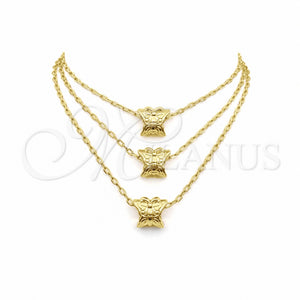 Collares con Dije 04.179.0011.16 Oro Laminado, Diseño de Mariposa, Pulido, Tono Dorado (02 MM Thickness, 16 Inches Length)