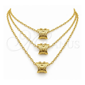 Collares con Dije 04.179.0011.16 Oro Laminado, Diseño de Mariposa, Pulido, Tono Dorado (Grosor 02 MM, 16 Pulgadas de Largo)