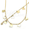 Collar y Pulsera 06.63.0200 Oro Laminado, Diseño de Corazón, Pulido, Tono Dorado
