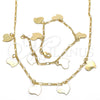 Collar y Pulsera 06.63.0200 Oro Laminado, Diseño de Corazón, Pulido, Tono Dorado