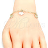 Pulsera de Dije 04.63.1370.08 Oro Laminado, Diseño de Flor, Pulido, Tono Dorado (03 MM Thickness, 8 Inches Length)